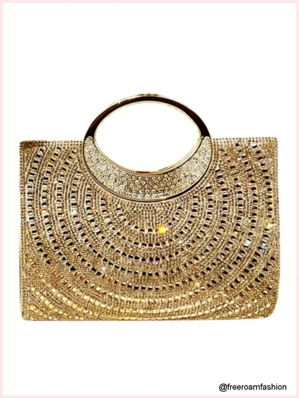 Sparkly Rhinestone Stripe Clutch Purse Elegant Bling Evening Bag Clasp Closure
